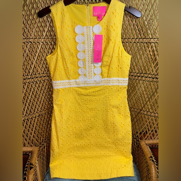 Lilly Pulitzer NWT Railee Eyelet Shift Dress St Tropez Yellow Size 4 - Picture 11 of 15